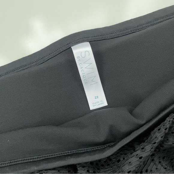 Cacique No-Wire Blouson Crochet Swim Tankini Top & Swim Skirt BLACK Size 22/24 - Picture 14 of 16